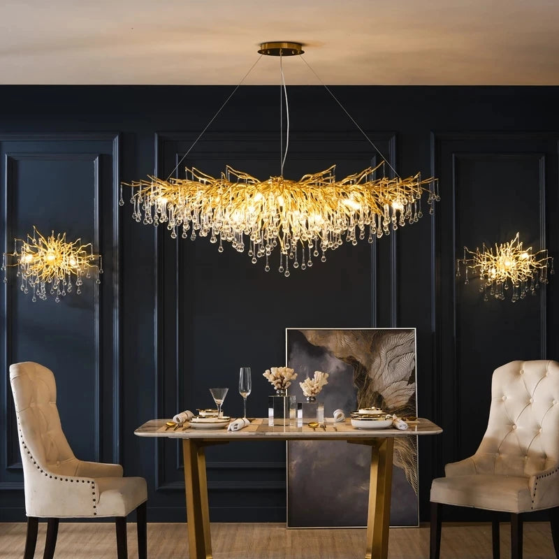 Nordic Crystal Chandelier | Chrome & Gold | Dining Room & Living Room