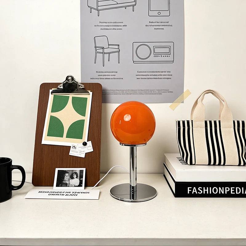 Orange Star Orb Glass Table Lamp