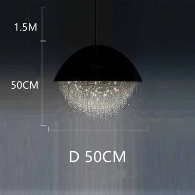 Crystal Glass Round Chandelier | Modern Minimalist | Living Room & Dining Room