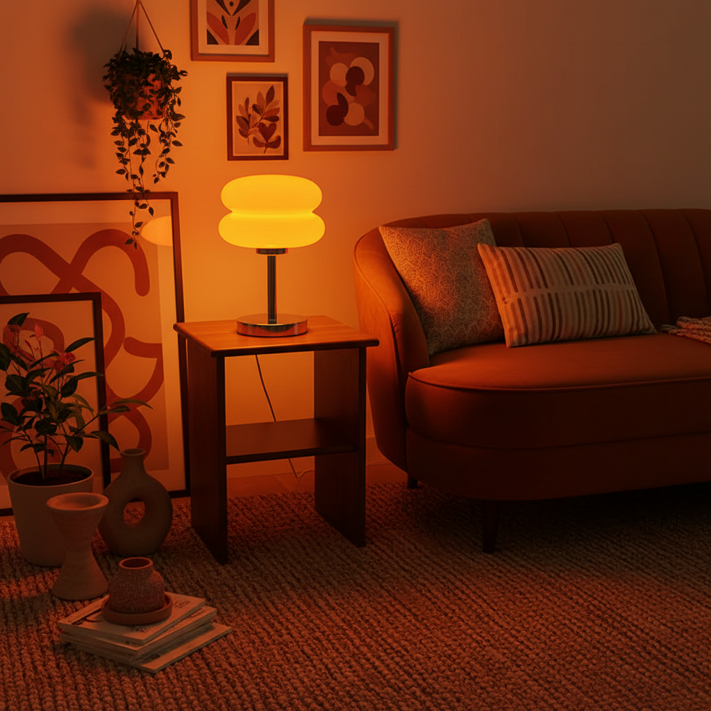 Bauhaus Orange Glass Table Lamp