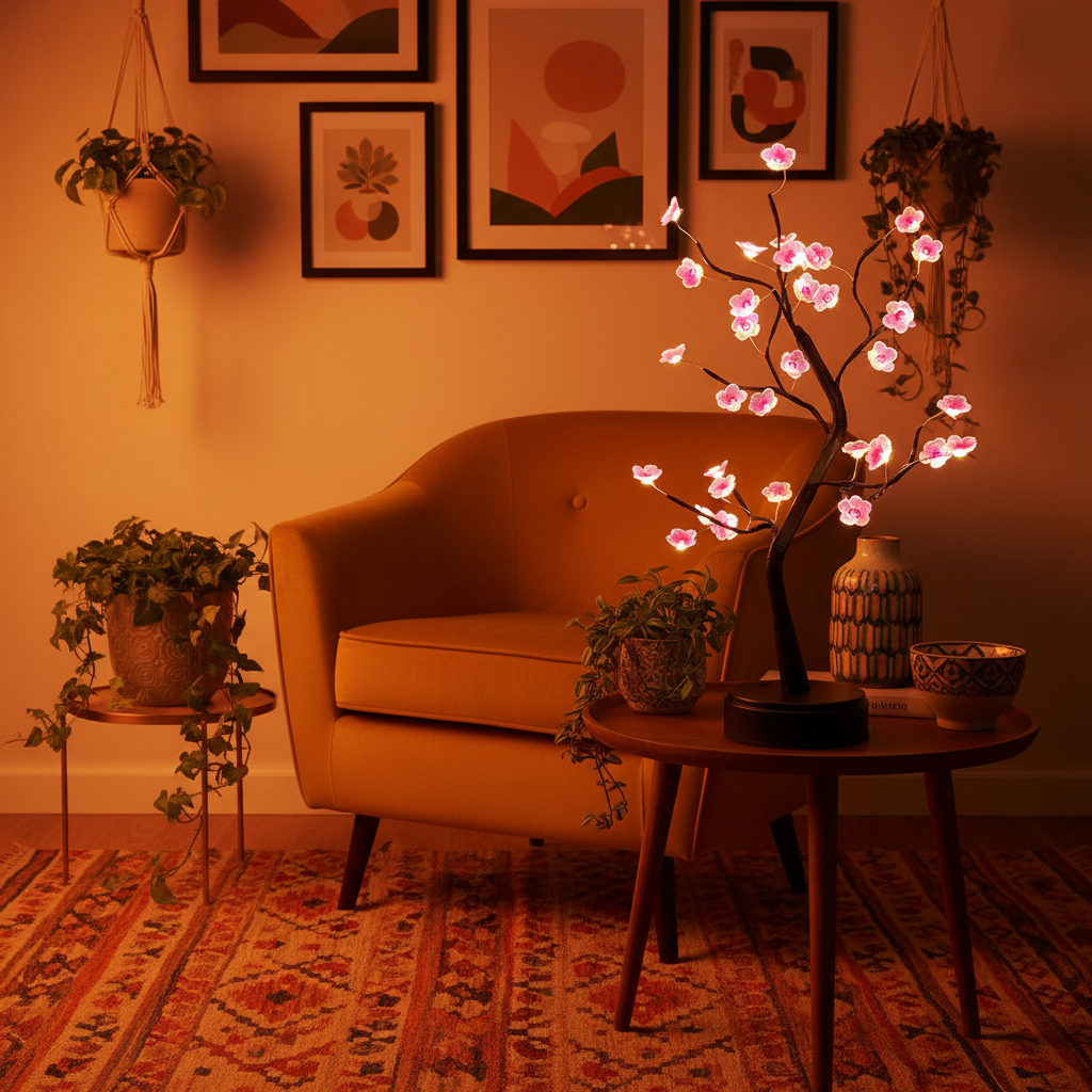Bonsai Tree LED Night Light | Cherry Blossom or Golden Leaf | USB & Battery