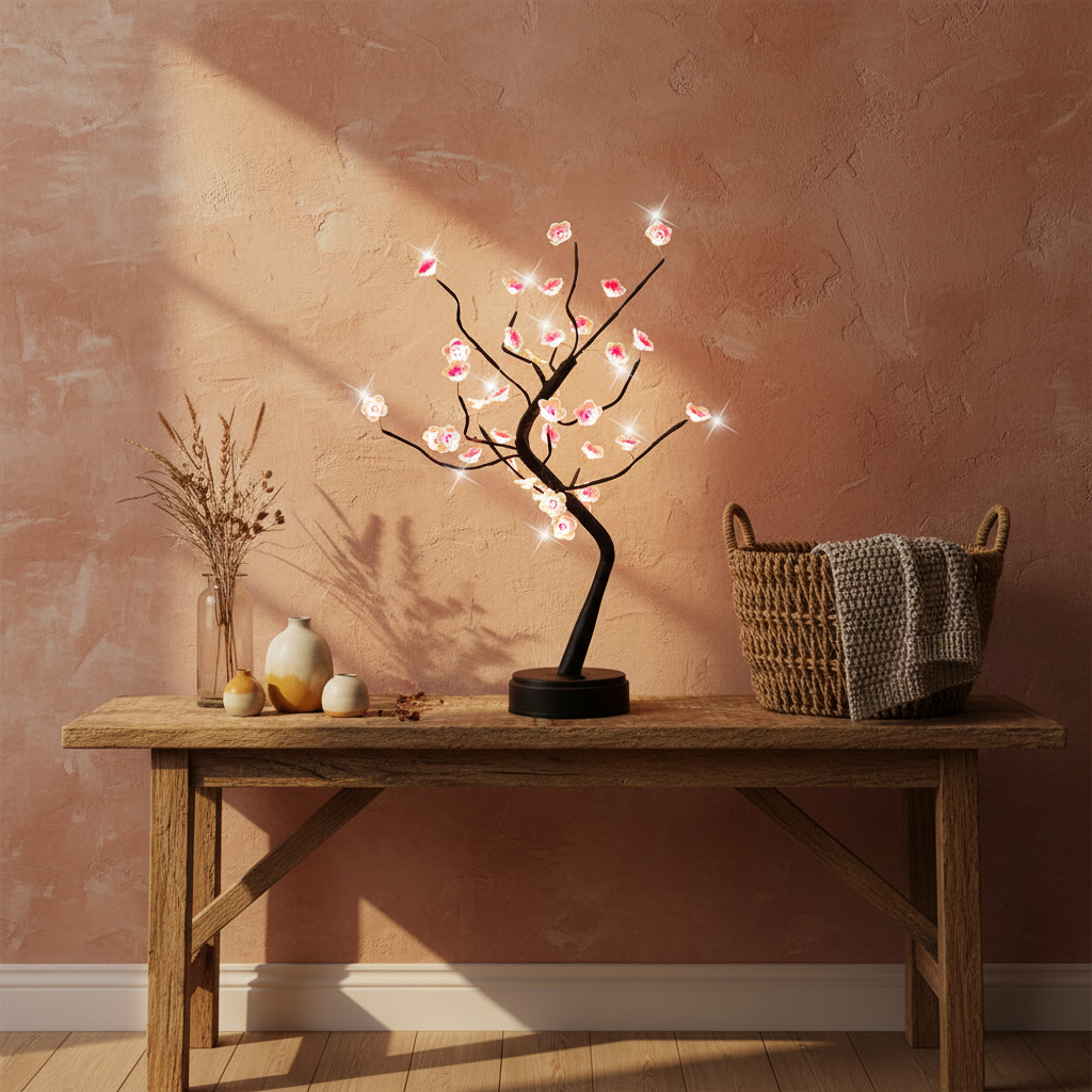 Bonsai Tree LED Night Light | Cherry Blossom or Golden Leaf | USB & Battery