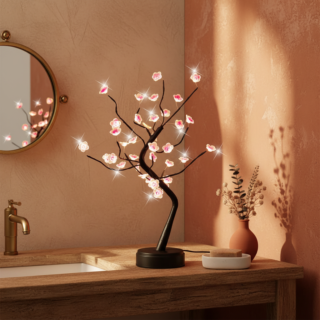 Bonsai Tree LED Night Light | Cherry Blossom or Golden Leaf | USB & Battery