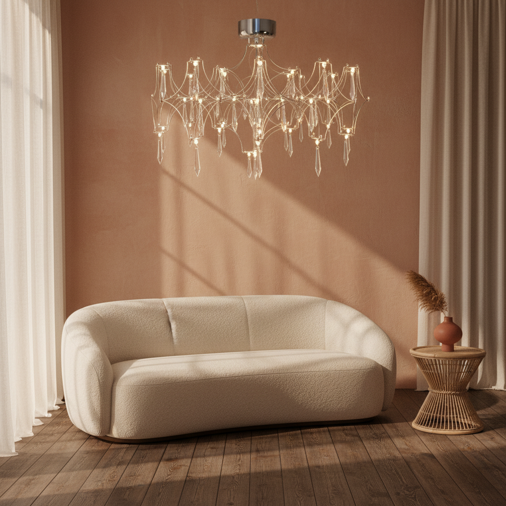 Crystal Web Chandelier – Pendant & Ceiling Light | Chrome or Gold