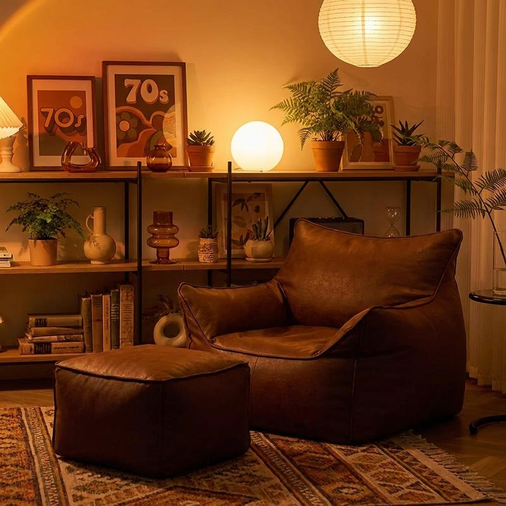 Momo Oversized Bean Bag Lounge Chair | Optional Ottoman