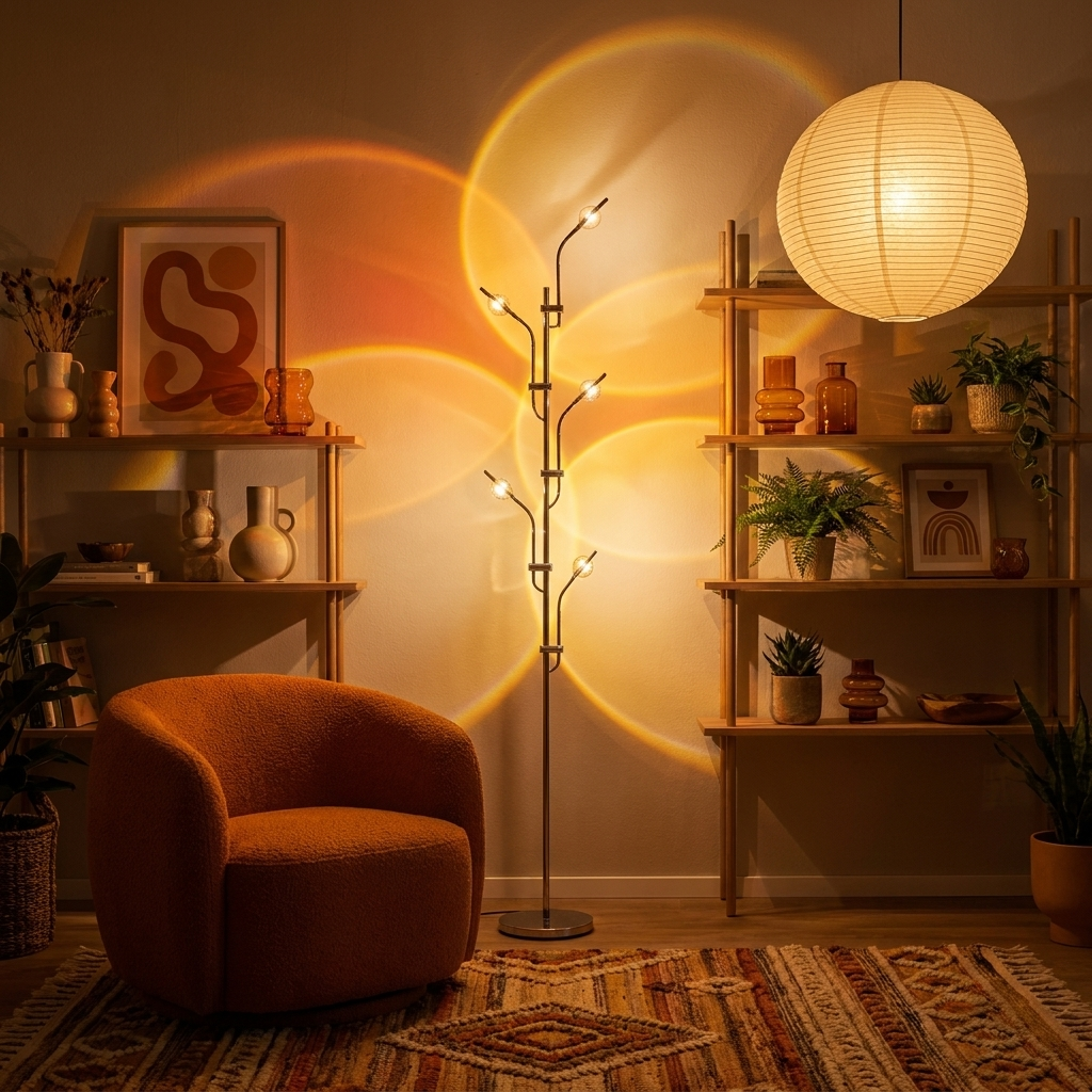 Rainbow LED Projection Floor Lamp | Nordic Luxury Arc Light