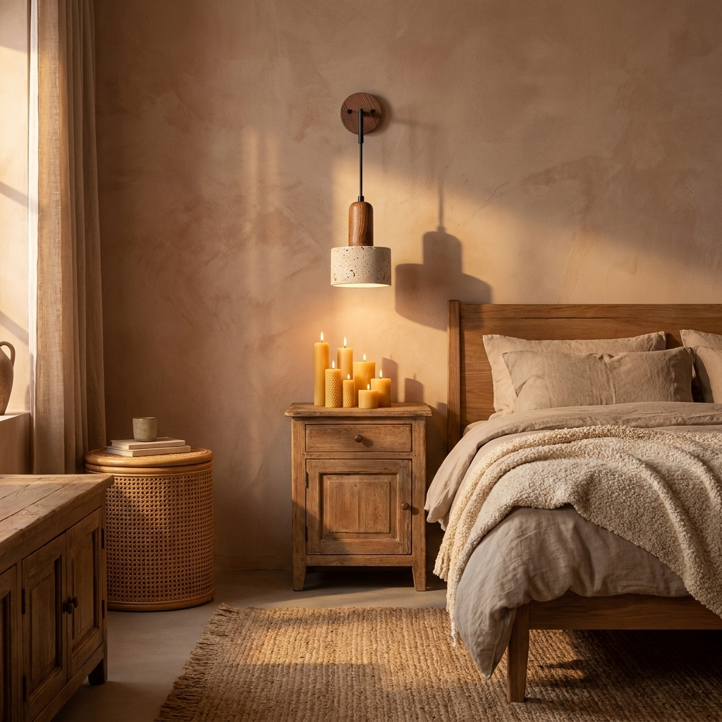 Travertine Stone Wabi-Sabi Wall Sconce | E27 LED Light for Bedroom, Living Room & Corridor