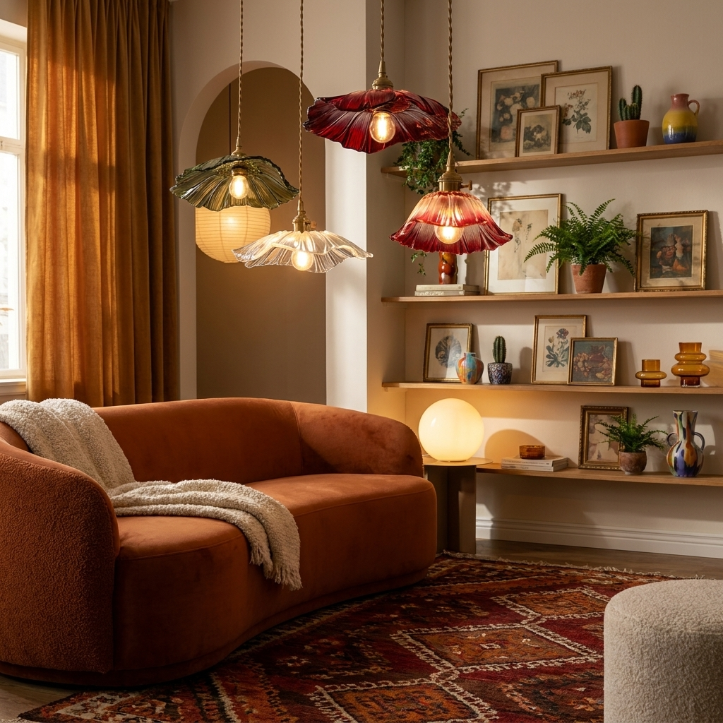 Flower Glass Pendant Light | Nordic Art Deco Hanging Lamp