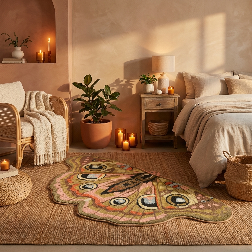 Butterfly-Shaped Plush Area Rug | Soft Non-Slip Carpet