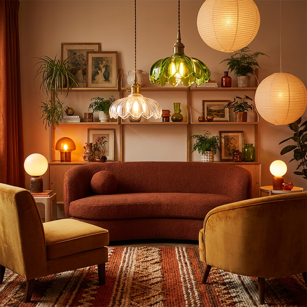 Nordic Ribbed Glass Pendant Light | Brass Copper E27