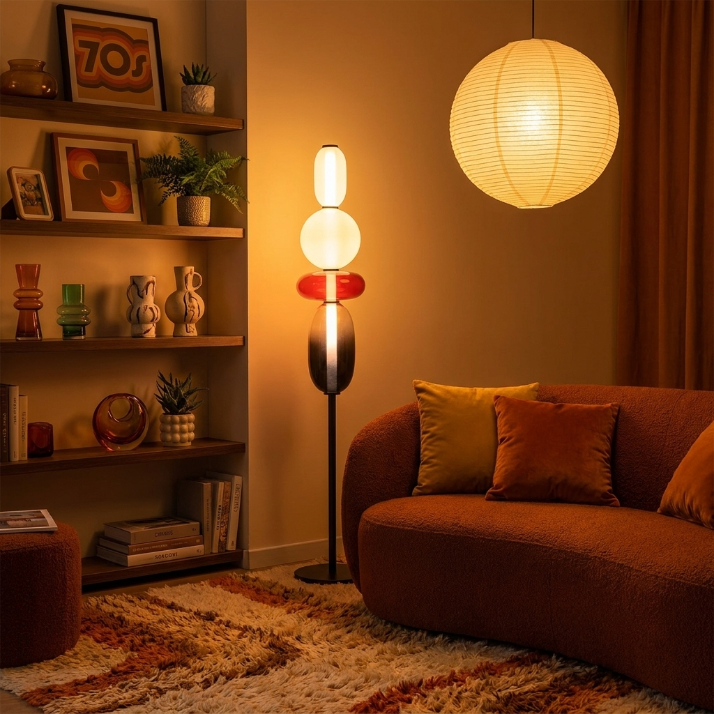 Italian Coloured Glass LED Floor Lamp