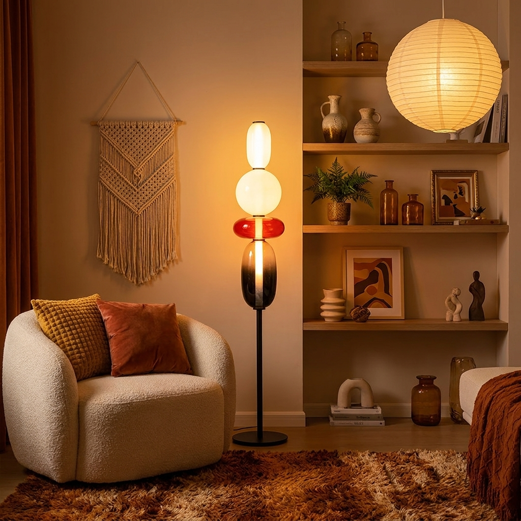 Italian Coloured Glass LED Floor Lamp
