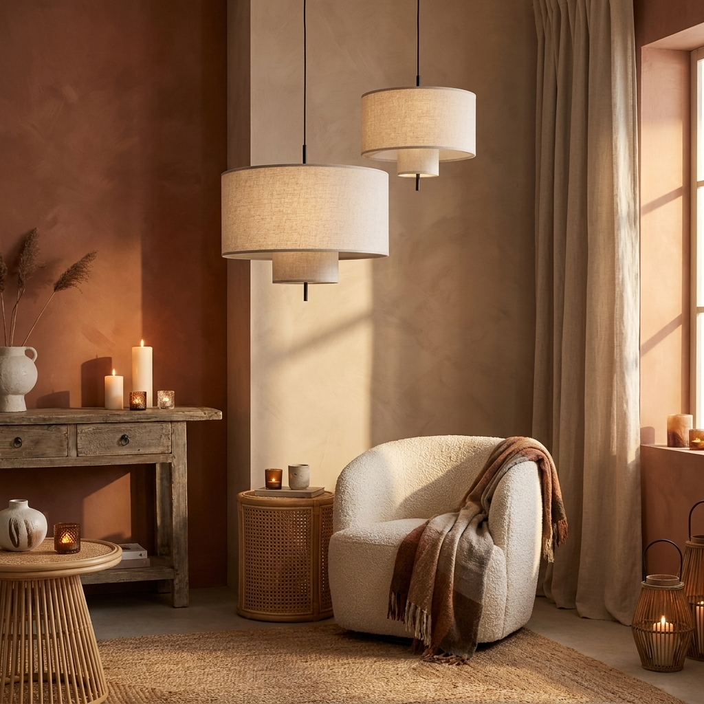 Wabi-Sabi Linen Pendant Lamp | Handmade Cloth Chandelier