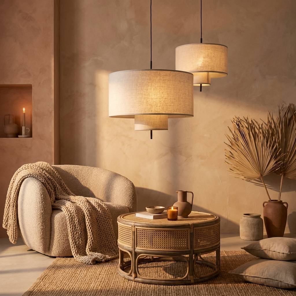 Wabi-Sabi Linen Pendant Lamp | Handmade Cloth Chandelier
