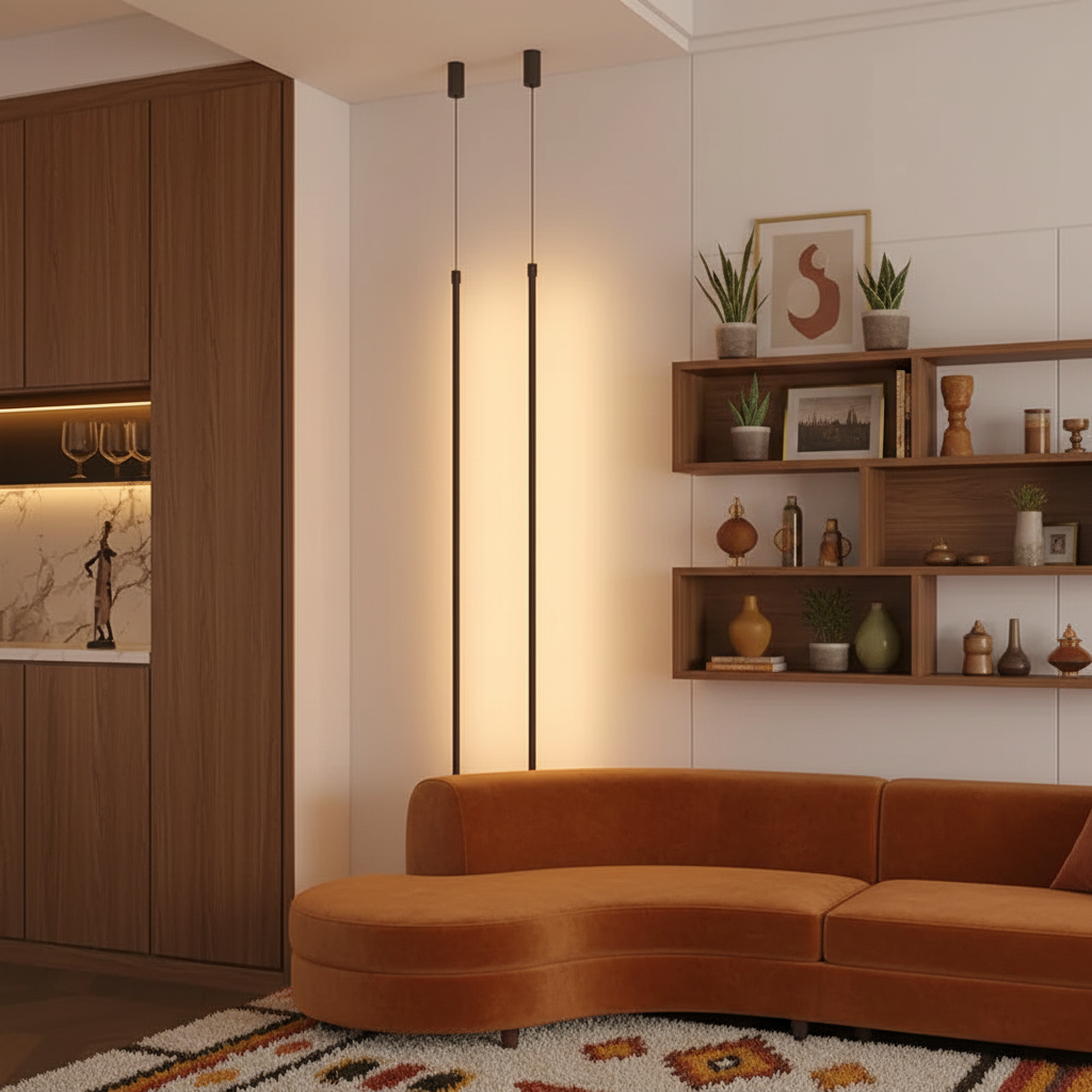 Linear LED Pendant Light | Minimalist Italian Design | Black or White | 80–120 cm