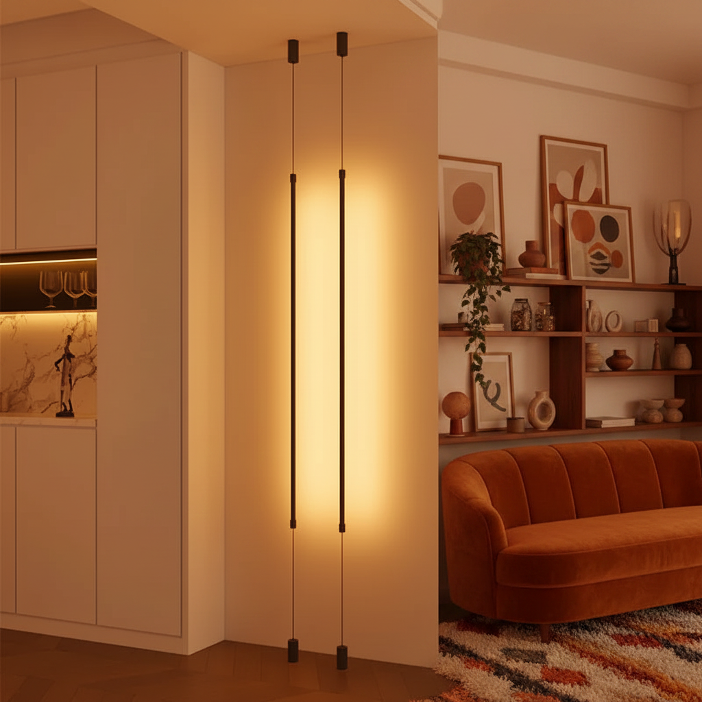 Linear LED Pendant Light | Minimalist Italian Design | Black or White | 80–120 cm