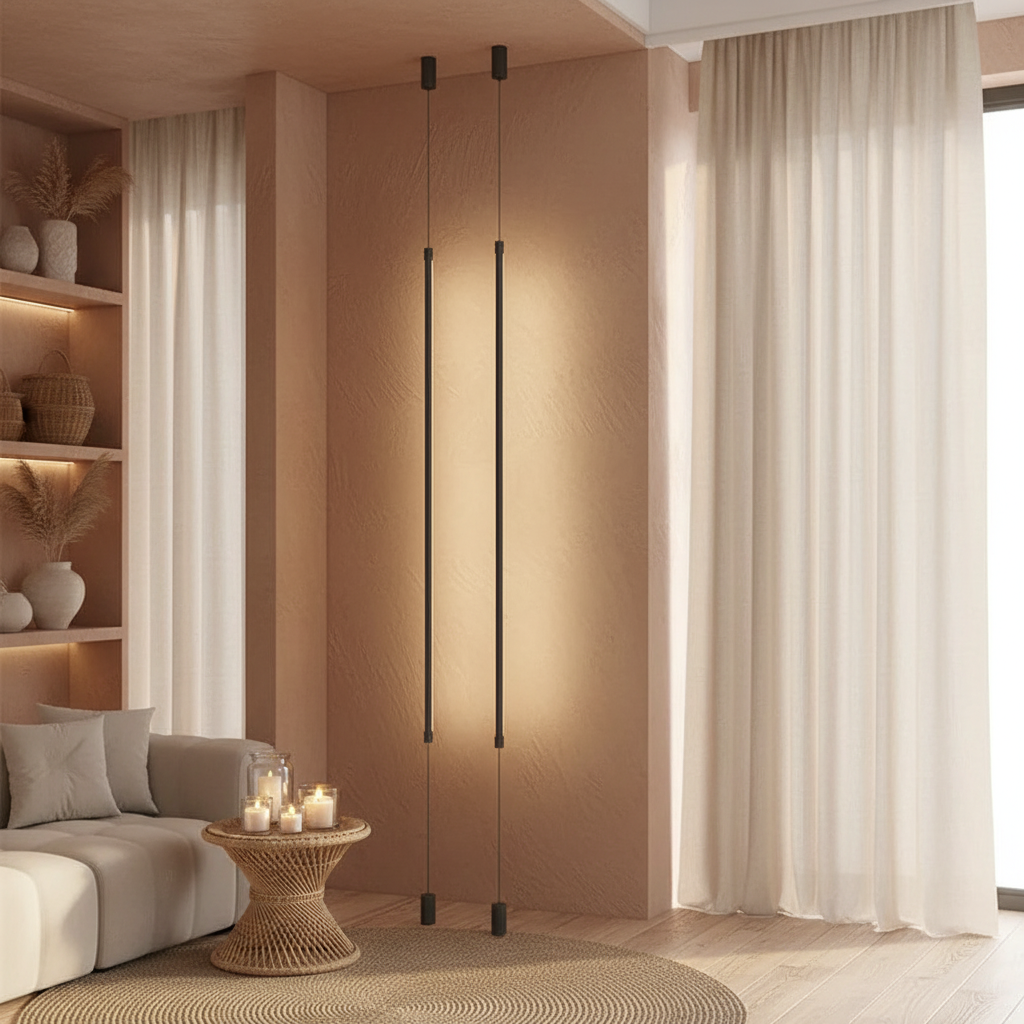 Linear LED Pendant Light | Minimalist Italian Design | Black or White | 80–120 cm