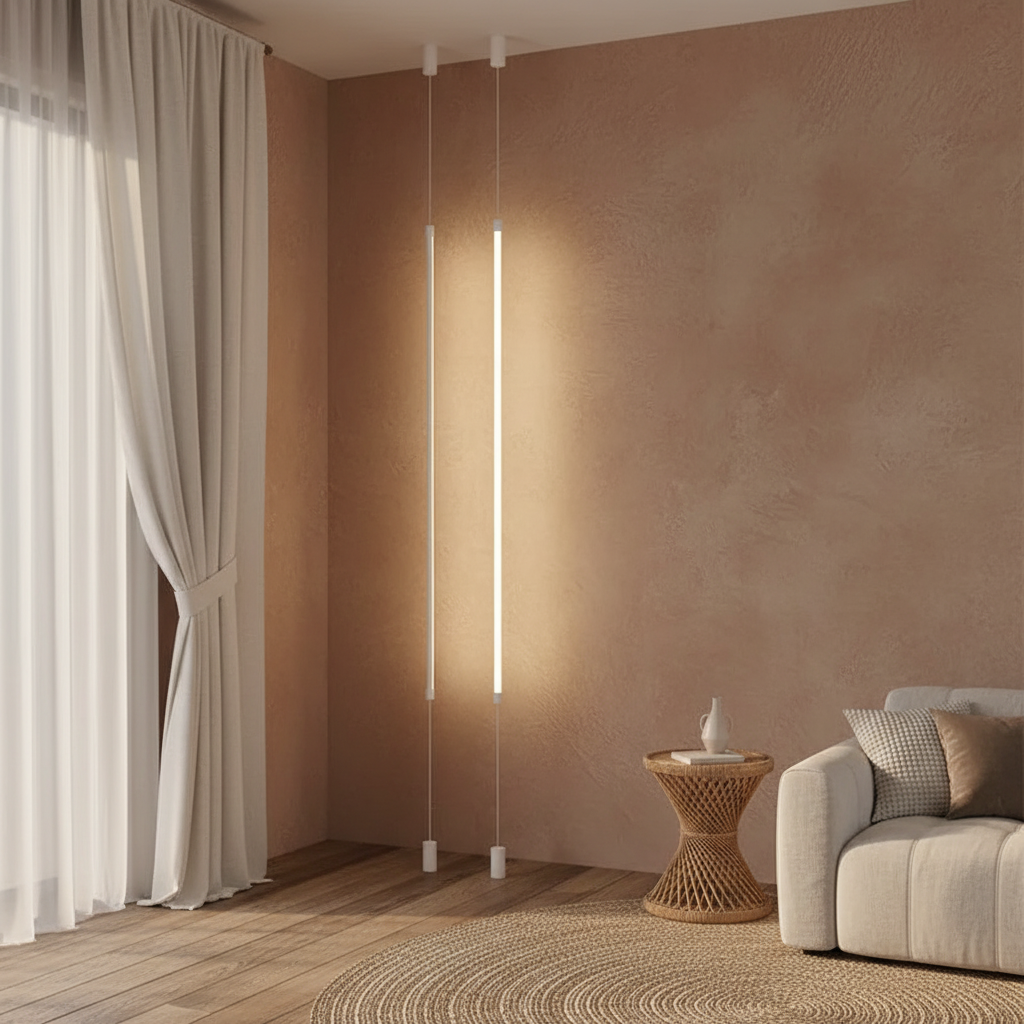 Linear LED Pendant Light | Minimalist Italian Design | Black or White | 80–120 cm