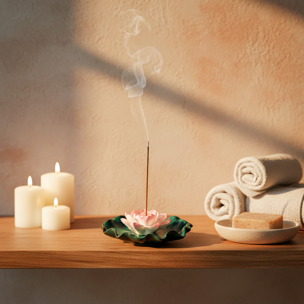 Ceramic Lotus Incense Burner | Handmade Zen Meditation Incense Holder for Home & Yoga Decor