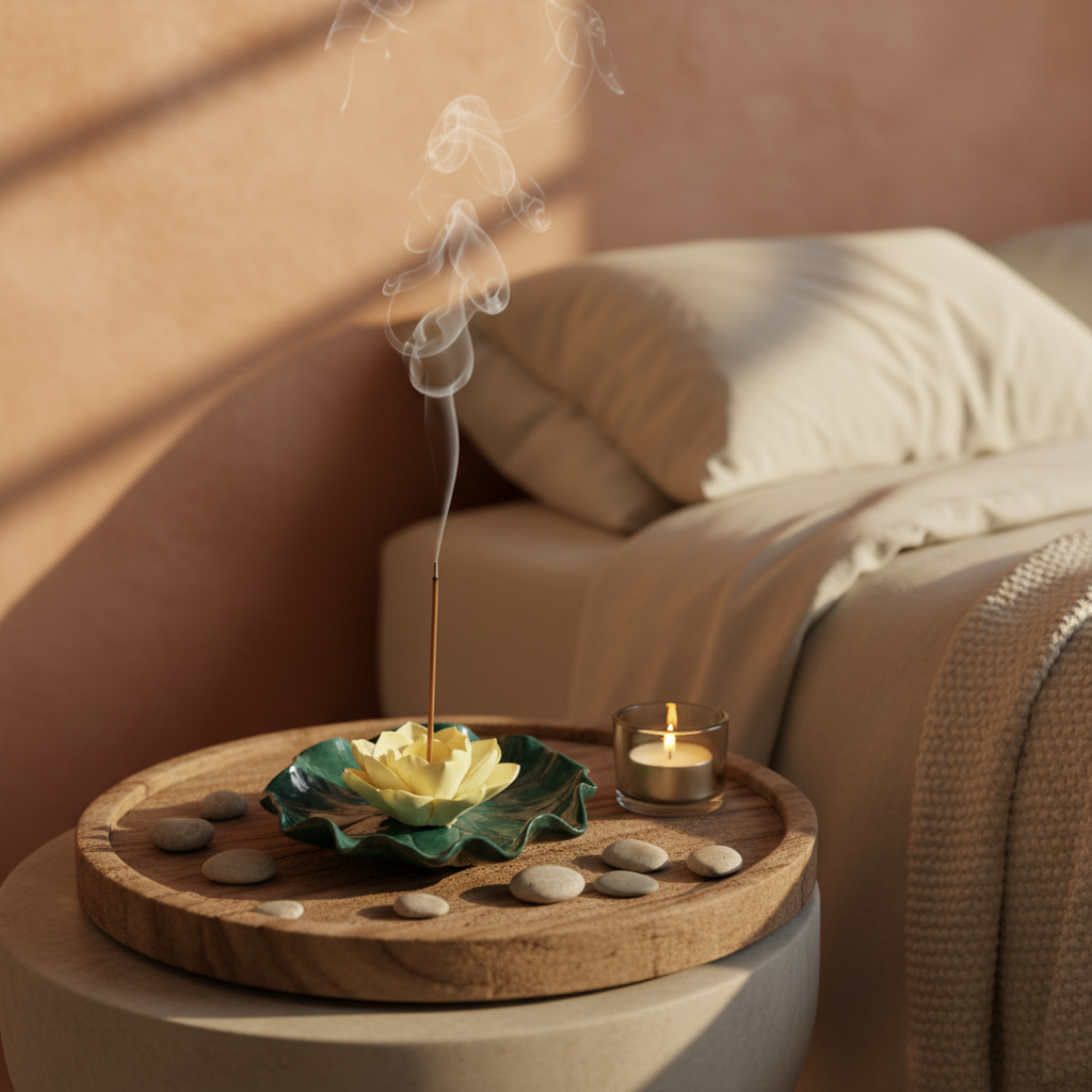 Ceramic Lotus Incense Burner | Handmade Zen Meditation Incense Holder for Home & Yoga Decor