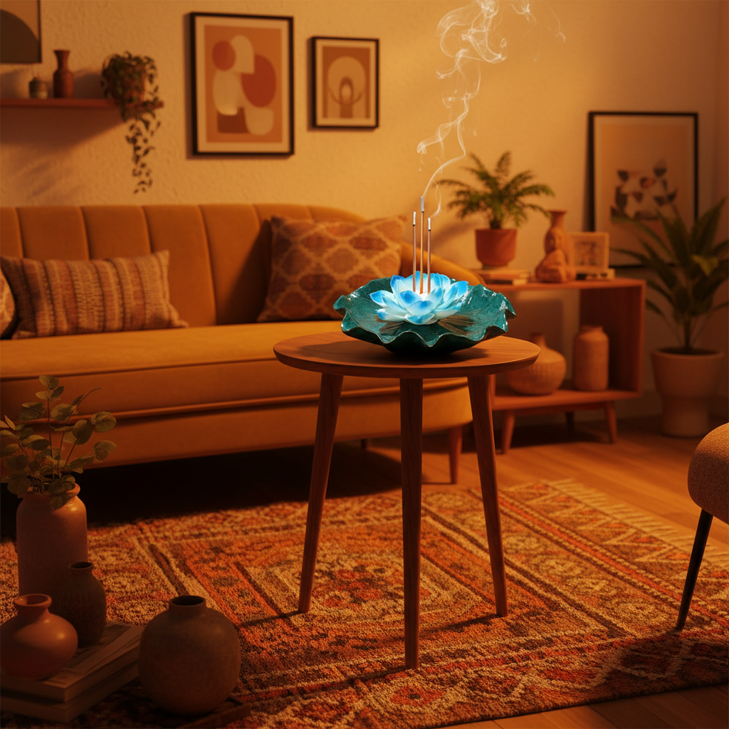 Ceramic Lotus Incense Burner | Handmade Zen Meditation Incense Holder for Home & Yoga Decor