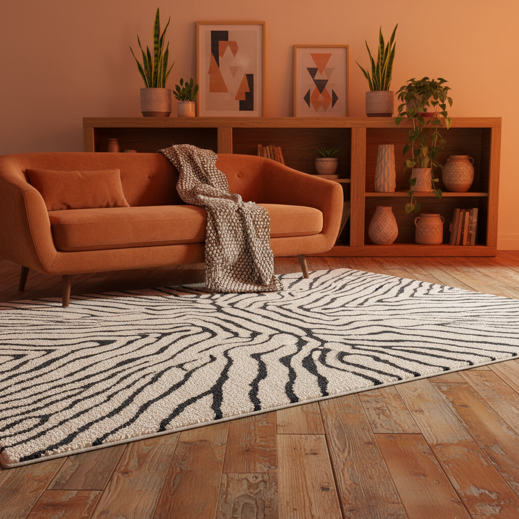 Black & White Zebra Rug | Plush Area Carpet for Living Room & Bedroom